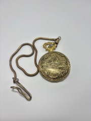 Fantasy Watch - Golden Train Pocket Watch with Chain